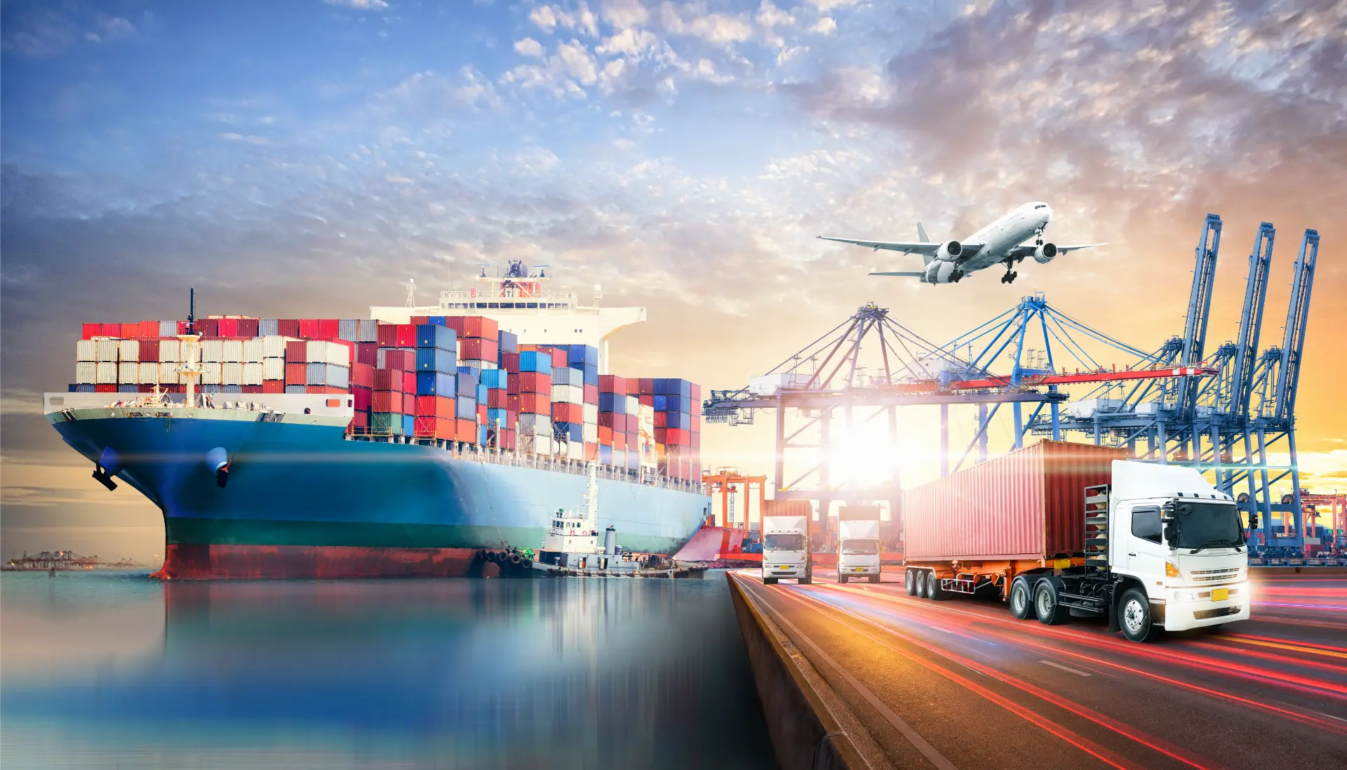 Container ship being loaded