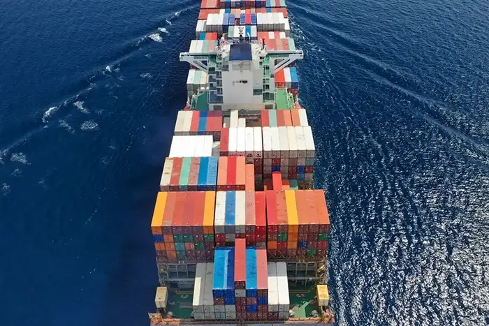 Sea freight containers at port